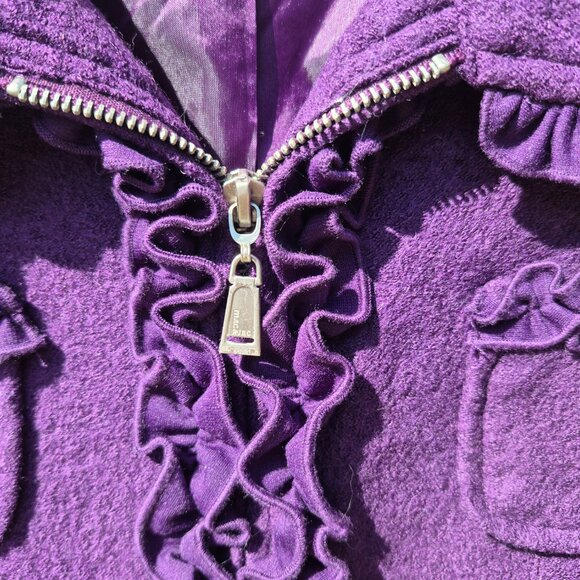 Anthro Purple Ruffle Trim Suit Jacket Blazer Retro Y2K Feminine Office Work M - Picture 14 of 16